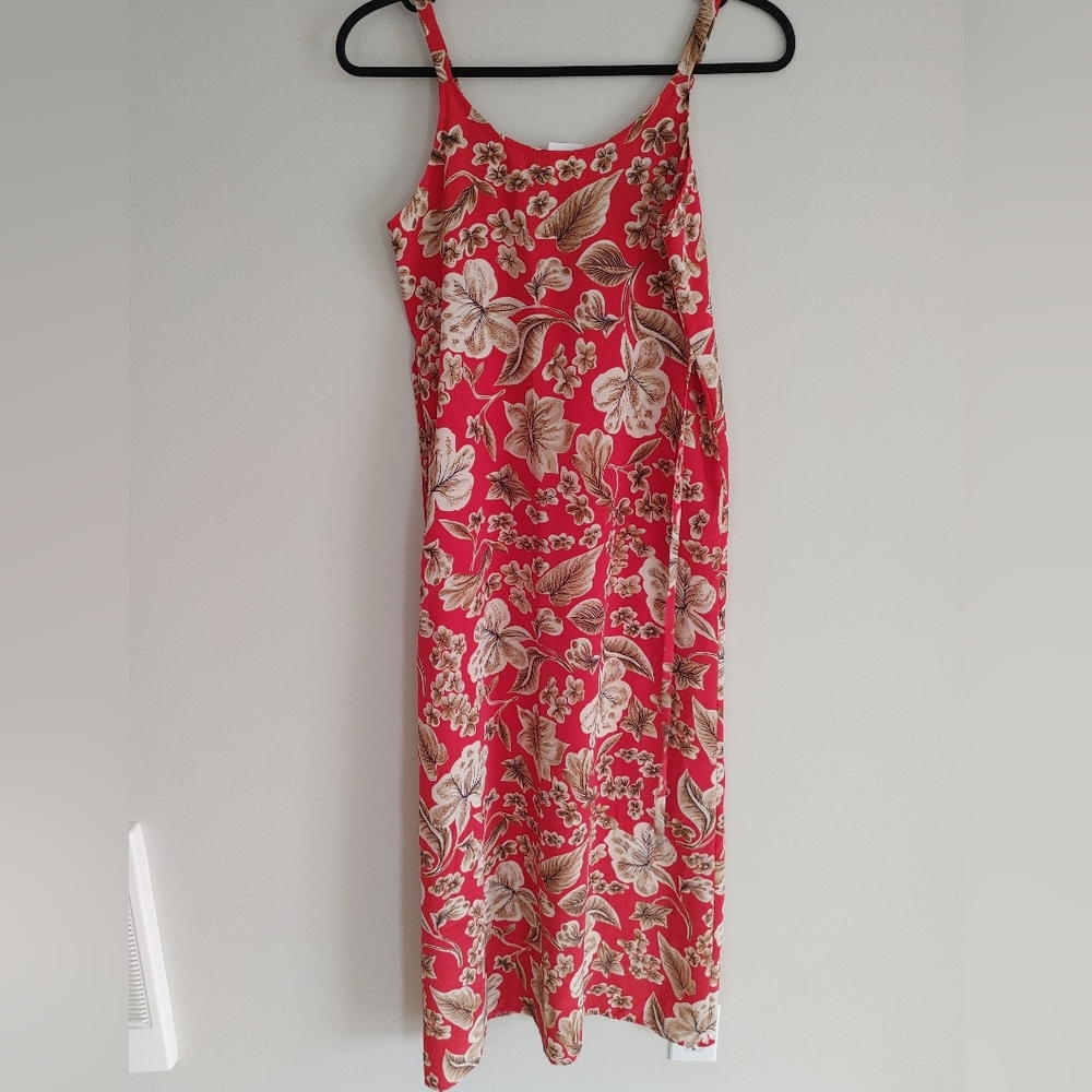 Vintage floral tie-back midi Slip dress Small